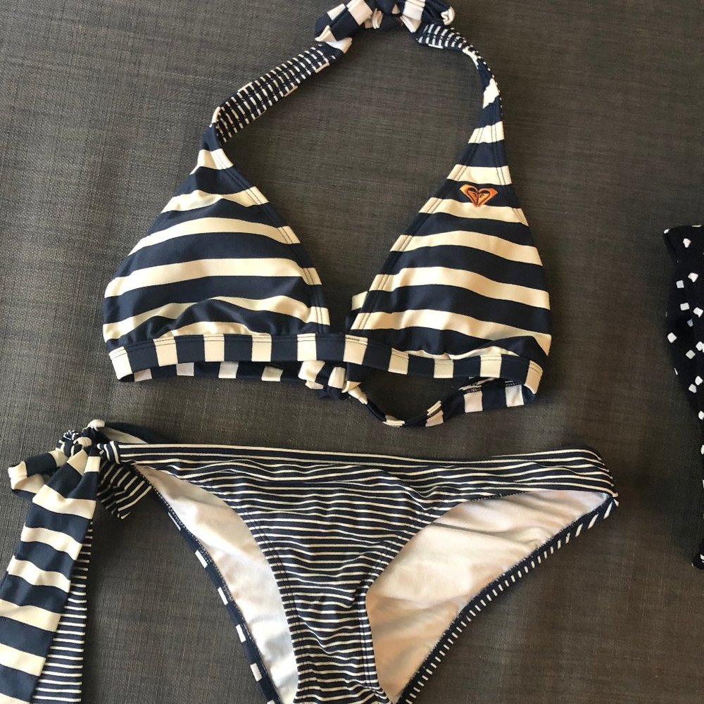 Roxy navy/white striped bikini